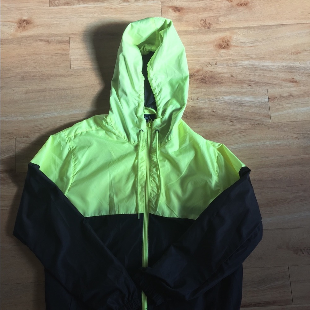 (Size M) Lime Two Tone Rain Jacket